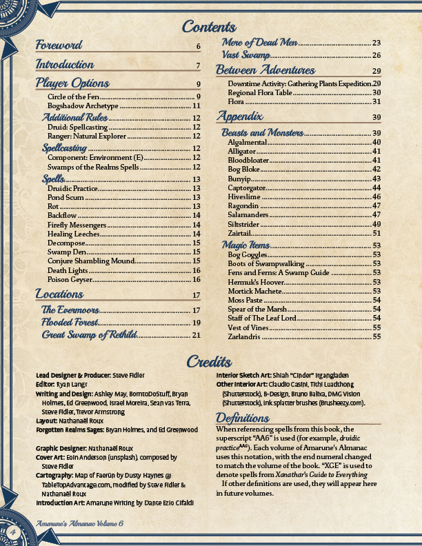 Amarune's Almanac Swamps of the Realms Page 4